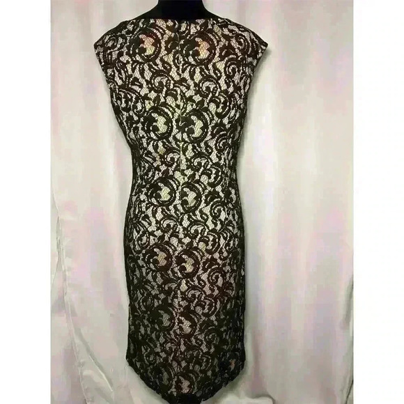 Adrianna Papell Women's Black Lace Sheath Dress Size 10 Party Cocktail - Picture 5 of 10